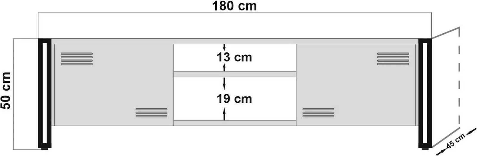 Komodë TV Skye Decor, Cosmo Rex, ngjyrë pishë Atlantike dhe e zezë
