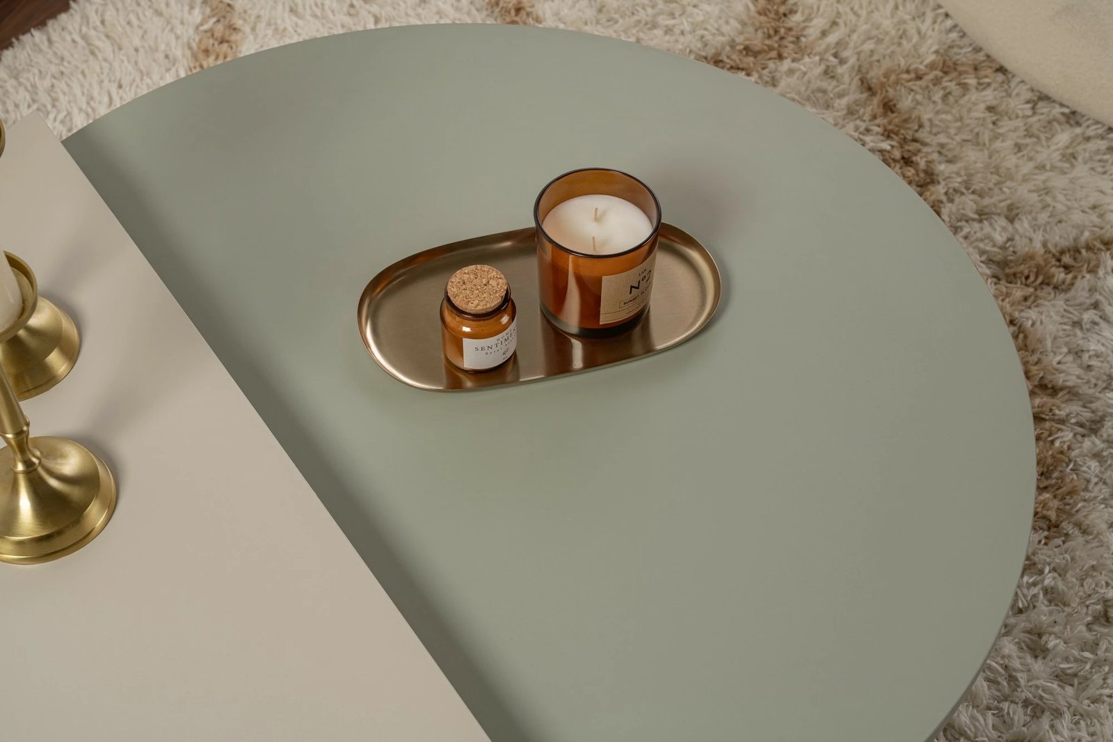 Set tavoline kafeje Nordure, Orion, ngjyrë jeshile e hirit dhe gur ranor