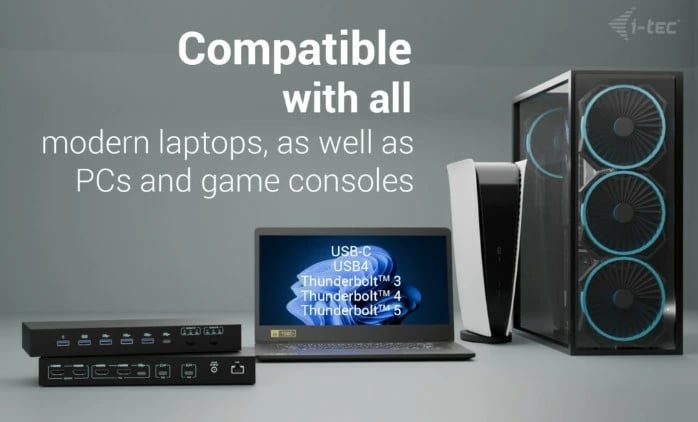 Stacion dokimi KVM USB-C PRO, i-tec, C31KVMDOCKPDPRO, 3 hoste, 2 dalje video, Power Delivery deri 92W, e zezë