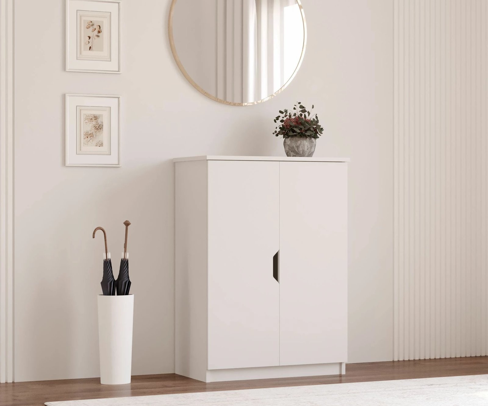 Dollap këpucësh Skye Decor, Rb-158, ngjyrë e bardhë mat