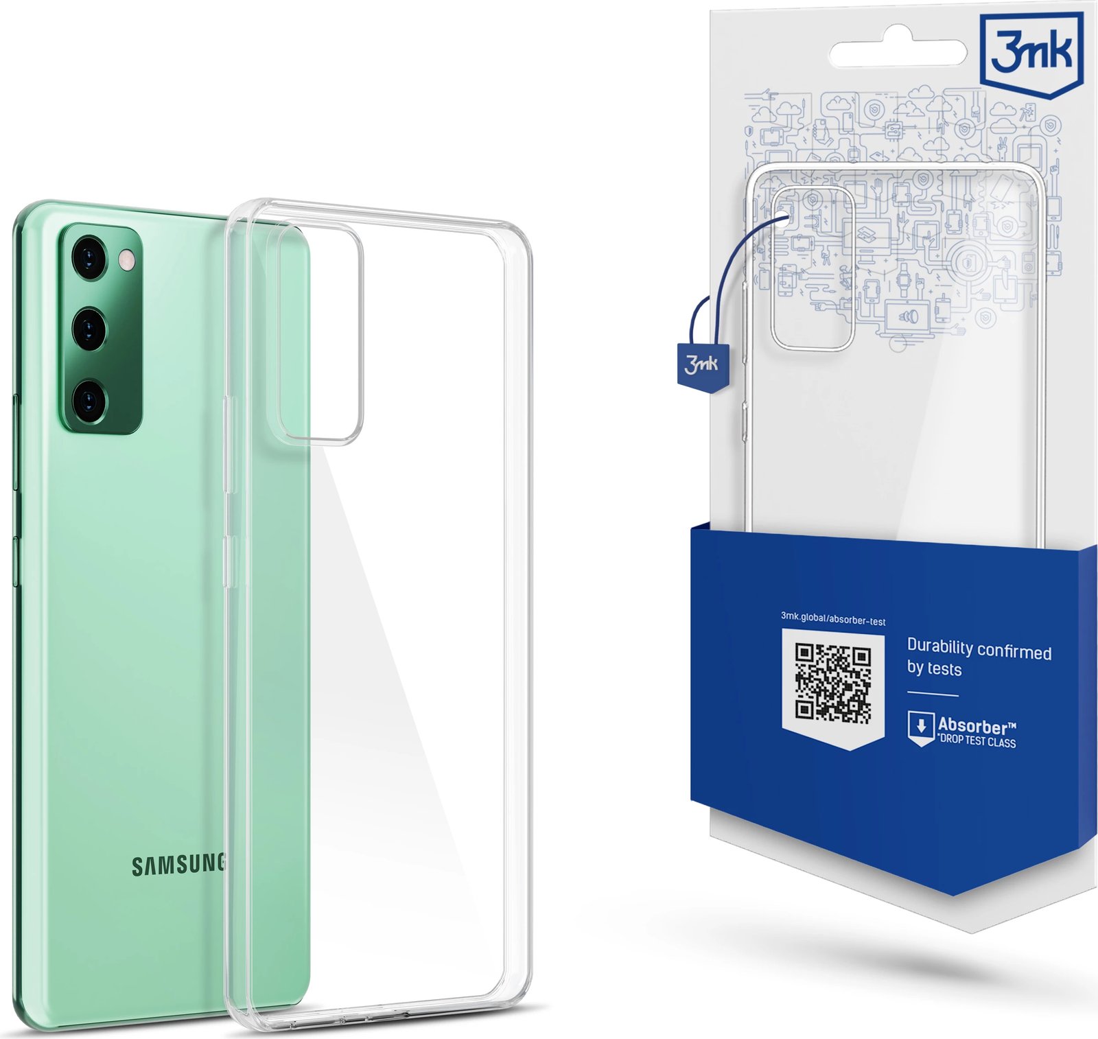 Mbështjellës, 3mk Clear Case, për Samsung Galaxy S20 FE 5G, TPU 1.2 mm, Absorber125 drop test, mbrojtje kamerës, transparent