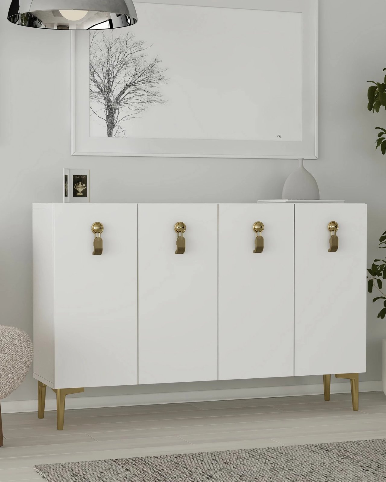 Konsolë Skye Decor, e bardhë dhe ari, 8181KM-64