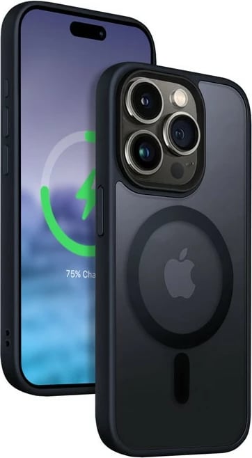 Mbështjellës CRONG Hybrid Frost MAG Cover për iPhone 15 Pro Max, MagSafe, navy blue