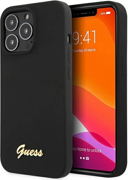 Mbështjellës Guess GUHMP13XLSLMGBK për iPhone 13 Pro Max 6.7", silikon, MagSafe, zi