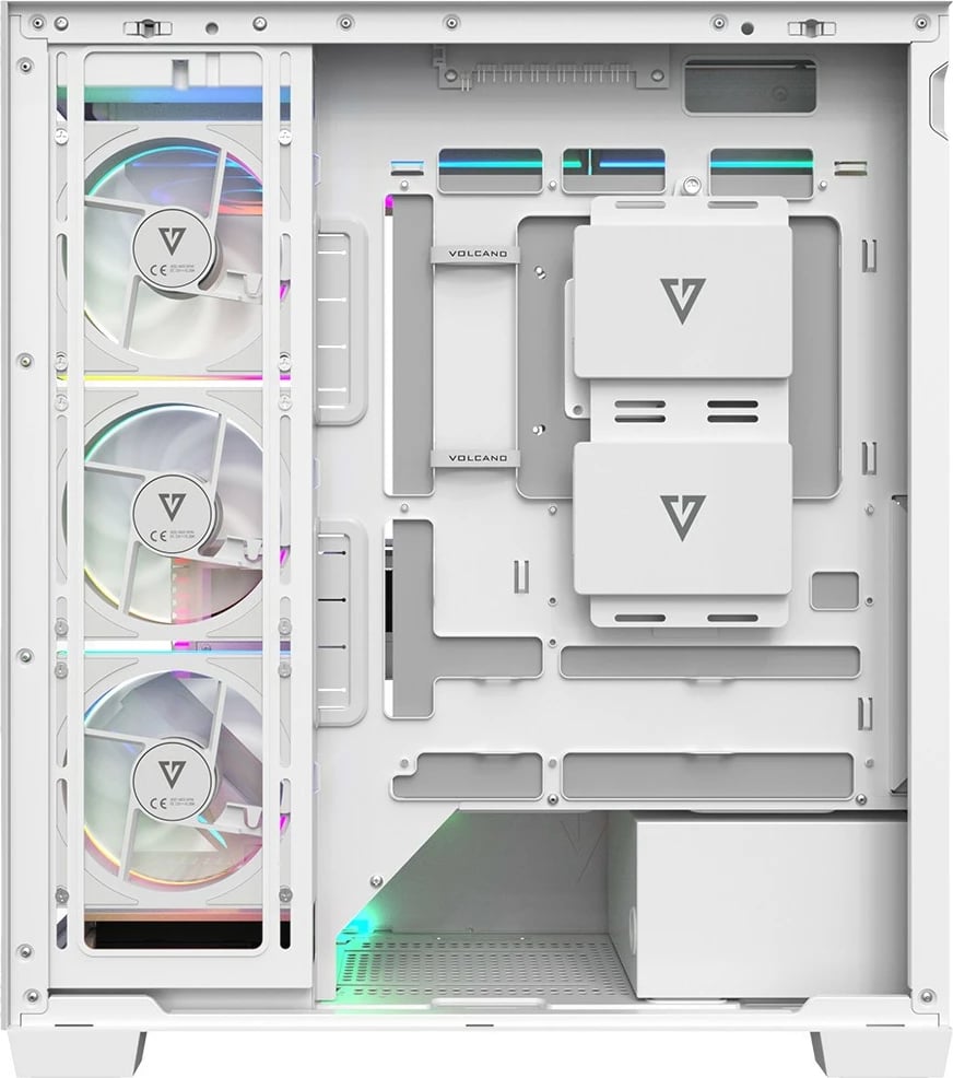 Kasë MODECOM Volcano Stellar Plus ARGB Midi 8F, ATX/mATX/ITX, 8 ventilatorë ARGB me kontrollues, USB-C, xham i kalitur, e bardhë