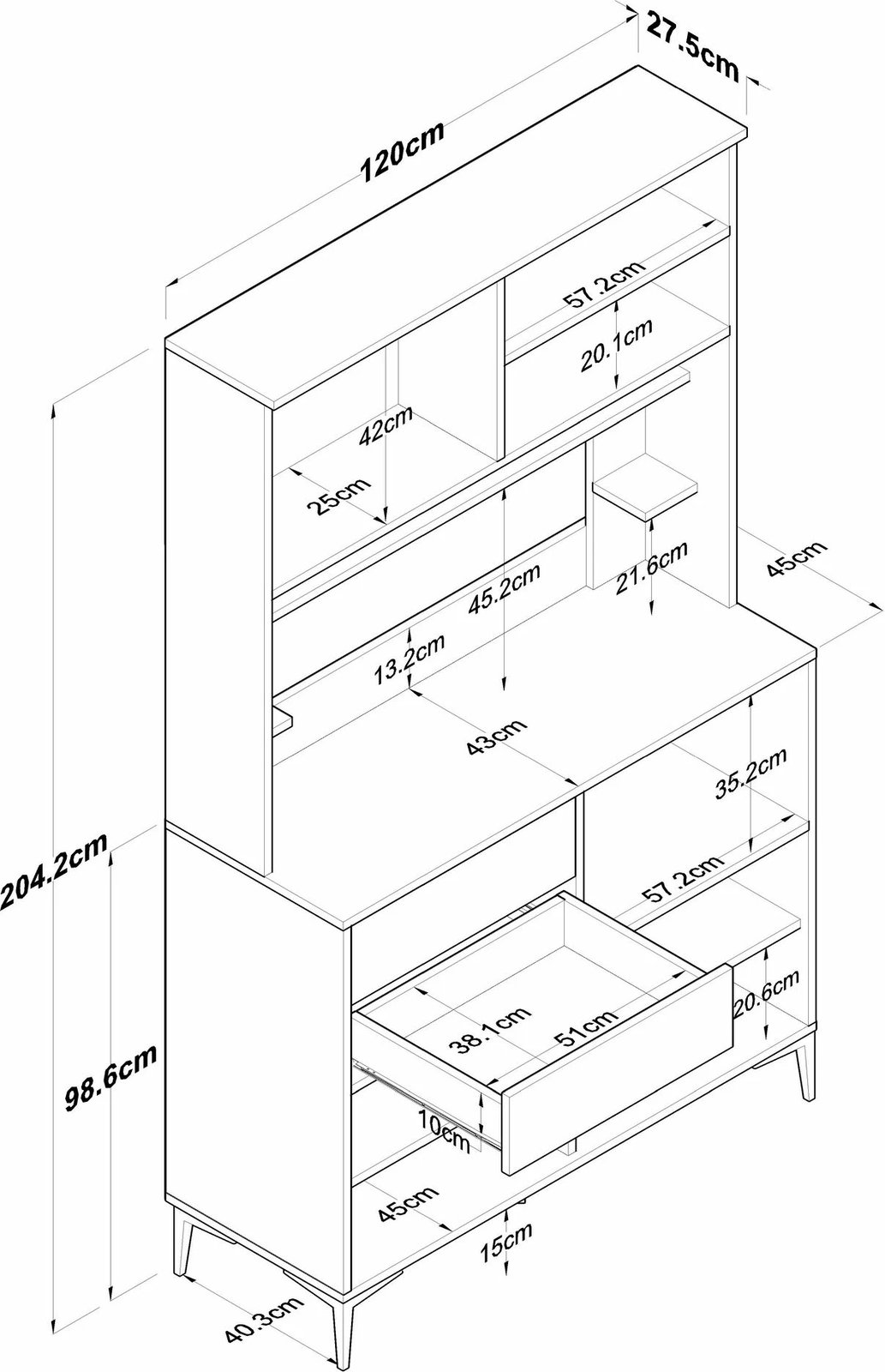 Dollap multifunksional, ngjyrë arre dhe e bardhë, Skye Decor JE208 - 3900