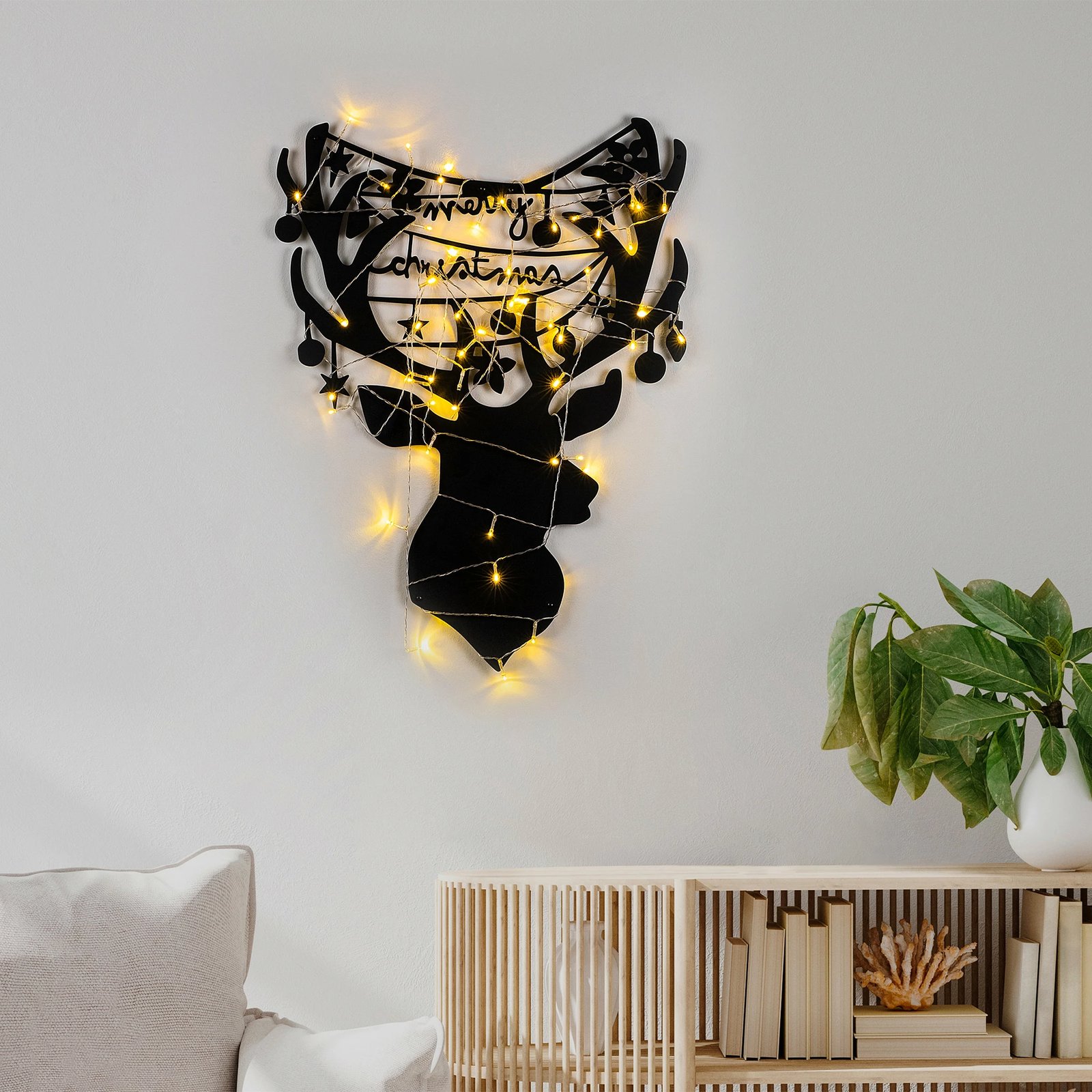 Aksesor dekorativ metalik për mur, Wallity, XMASBLACK - 026