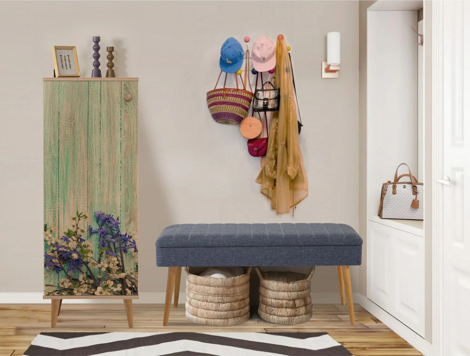 Set mobiljesh për korridor, Skye Decor, Filinta - 727 - 1048, sonomo dhe blu e errët