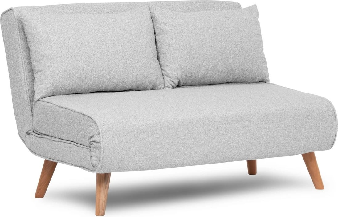 Divan-krevat dy ulëse, stof teddy, ngjyrë gri, Folde 2-Seater