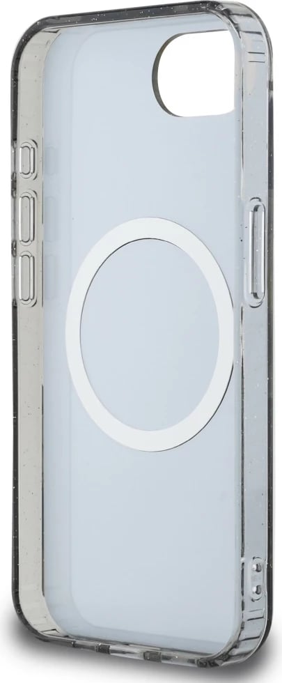 Mbështjellës Guess IML Metal Glitter Flowers Triangle MagSafe për iPhone 16e, zi Mbështjellës Guess IML Metal Glitter Flowers Triangle MagSafe për iPhone 16e, zi