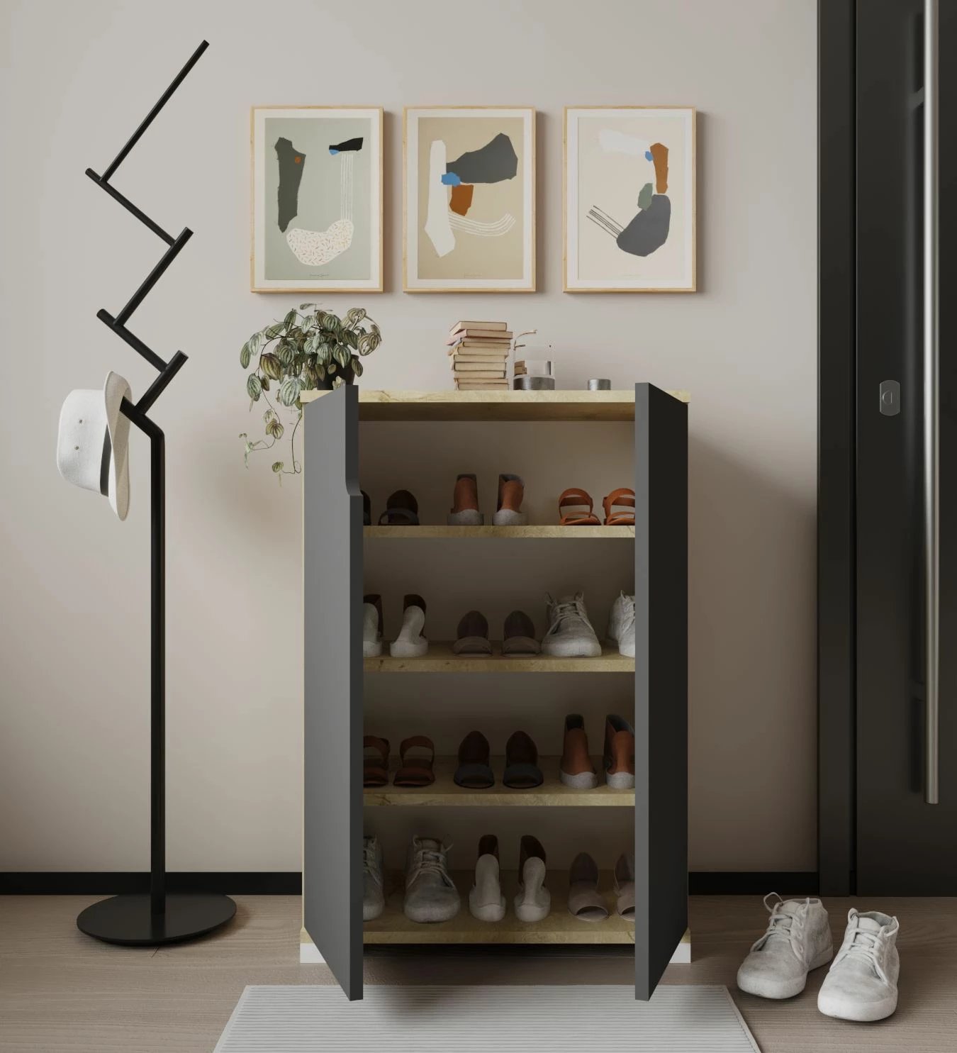 Dollap këpucësh Skye Decor, venedik - lis safir, antracit