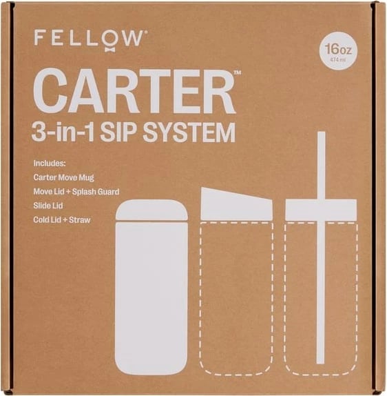 Set termus Fellow Carter + 3 kapakë, 473 ml, e bardhë mat
