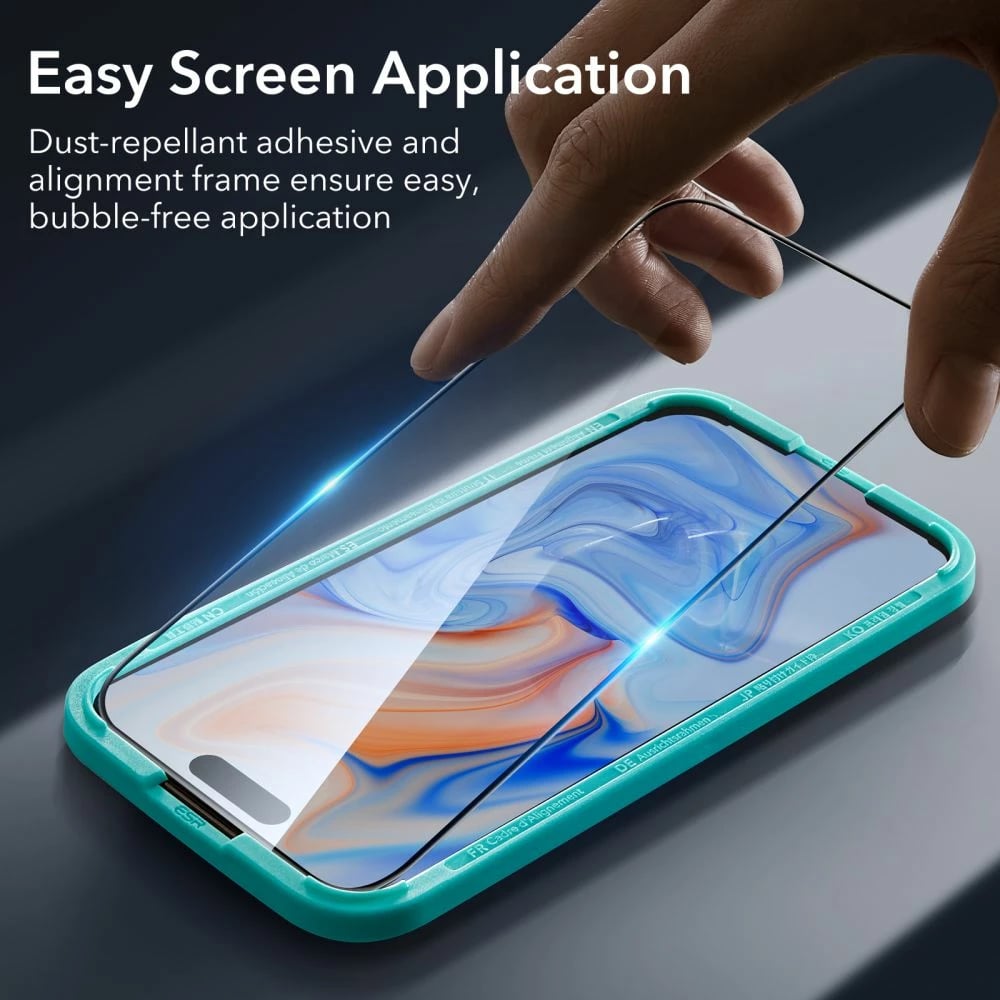 Mbrojtës xhami ESR për iPhone 15, 2 copë, i zi