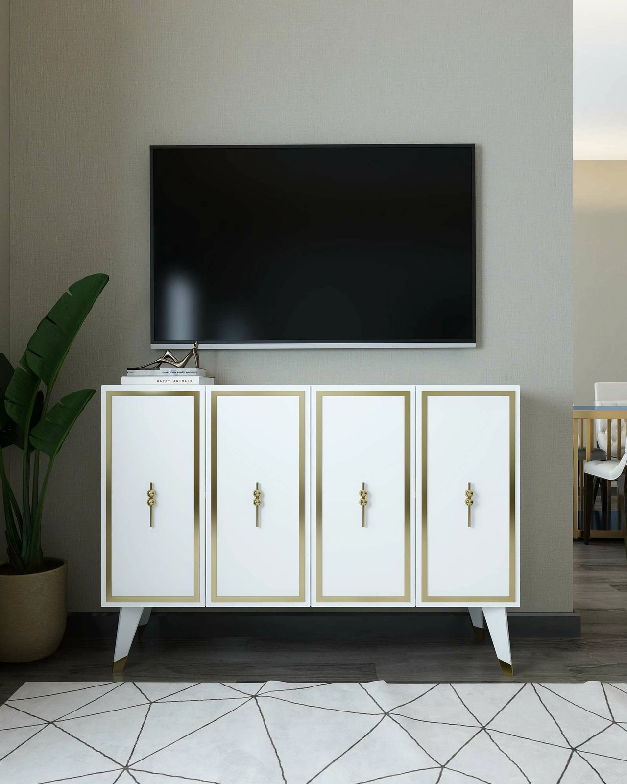 Konsol Skye Decor, e bardhë, ari, 8172KM-32