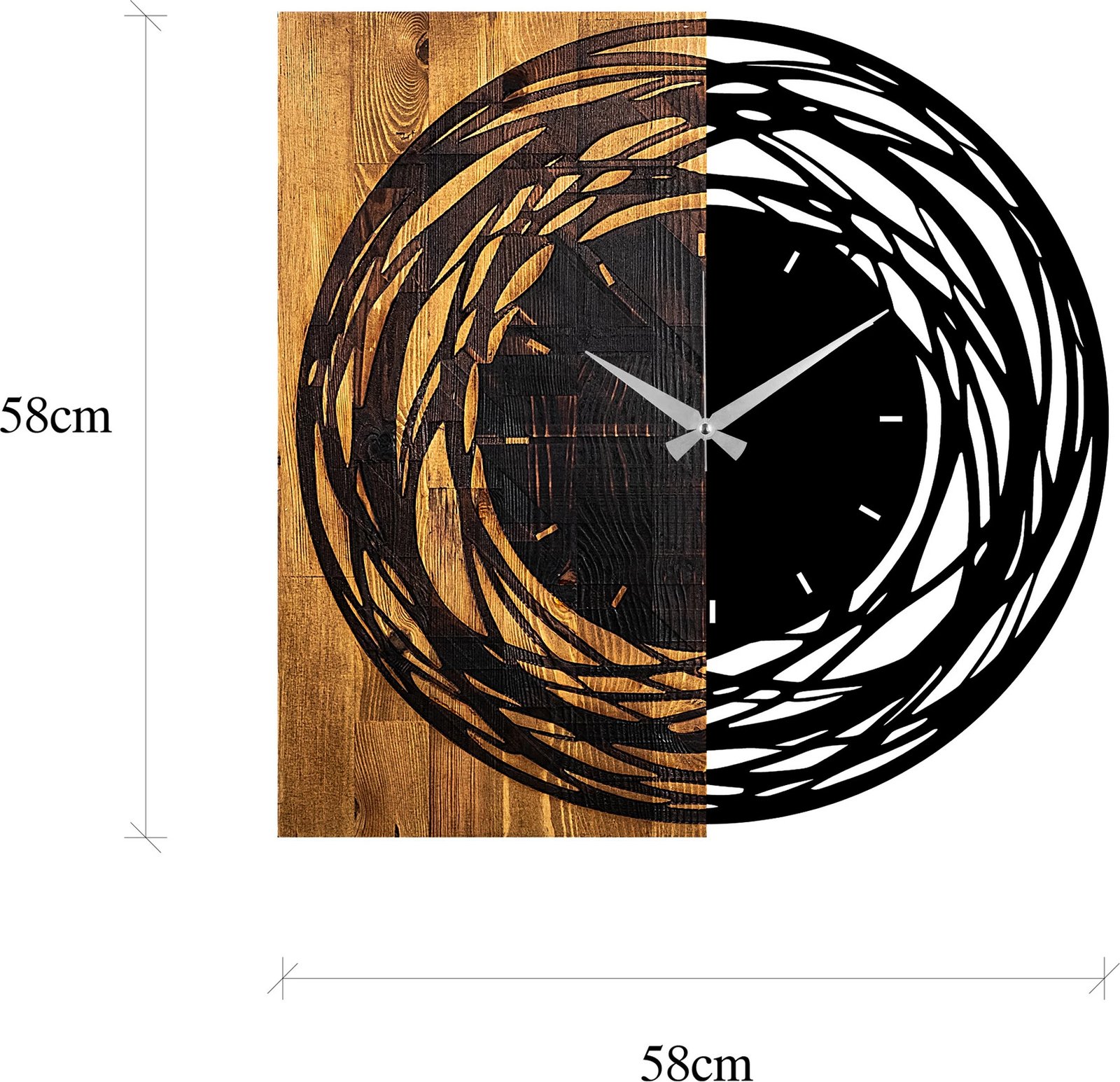 Orë muri dekorative prej druri Wallity, ngjyrë arrë e çelët dhe e zezë, 58x3x58cm