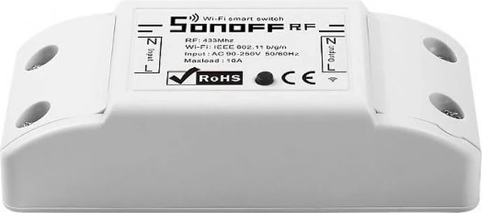 Switch i mençur Sonoff RF R2, WiFi + RF 433MHz, 1 kanal, i bardhë