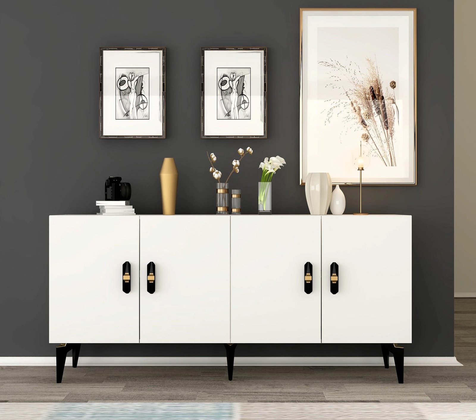 Konsol Skye Decor, ngjyrë e bardhë, Plus