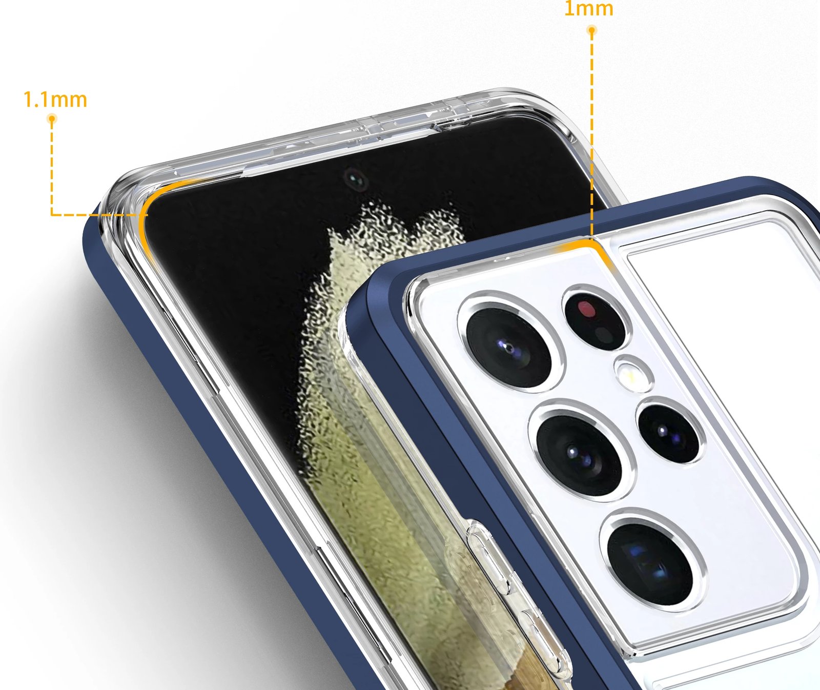 Mbështjellës Hurtel Hybrid Armor Clear 3in1 për Samsung Galaxy S21 Ultra, Kaltër/Transparent