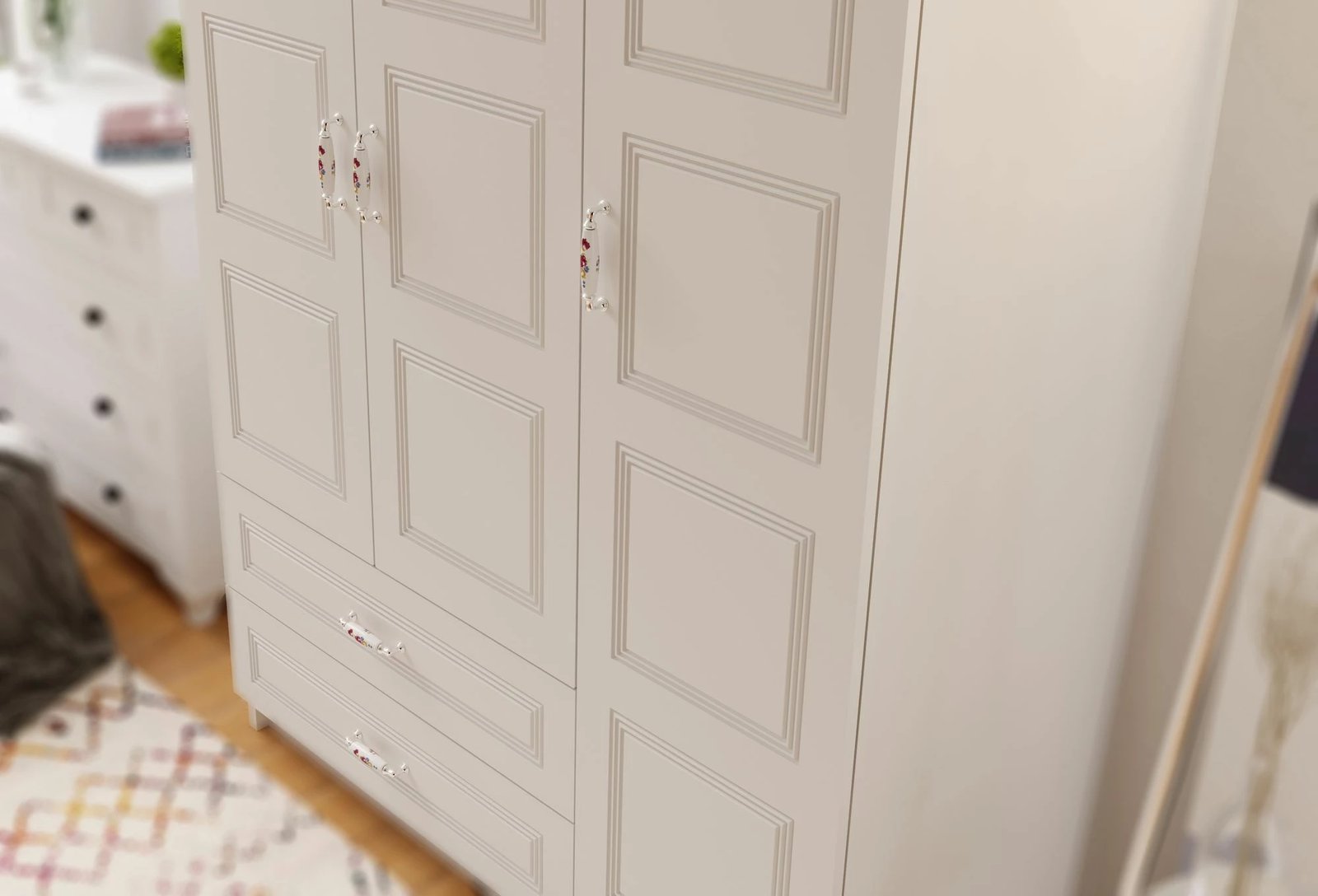 Dollap garderobe, ngjyrë e bardhë mat, Skye Decor, RB-002, 105x180x52 cm