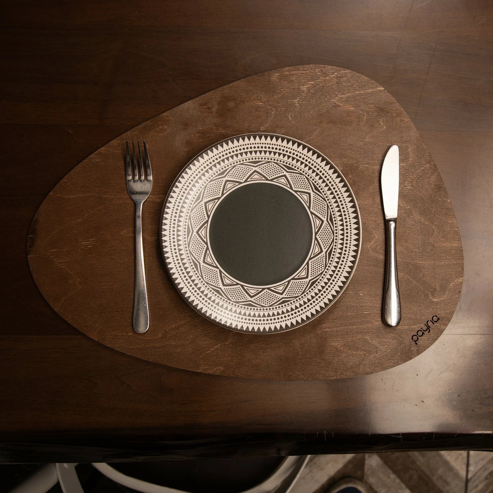 Set nënshtruesish tavoline prej druri (6 copë), Hermia, ngjyrë wenge