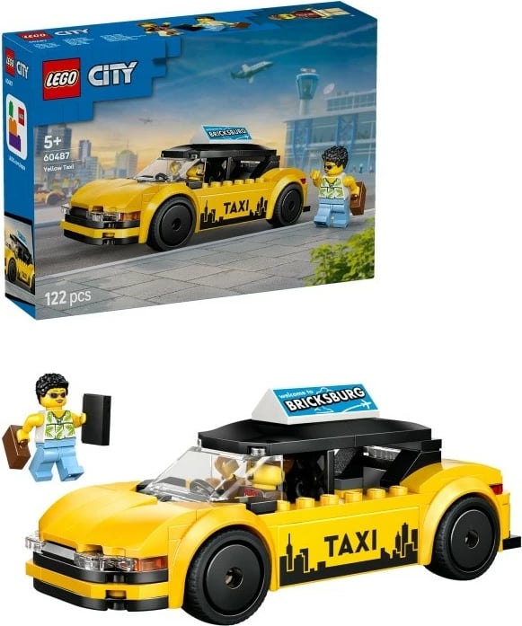 Set blloqesh, LEGO, City 60487 Yellow Taxi, 122 pjesë, moshat 5+, e verdhë