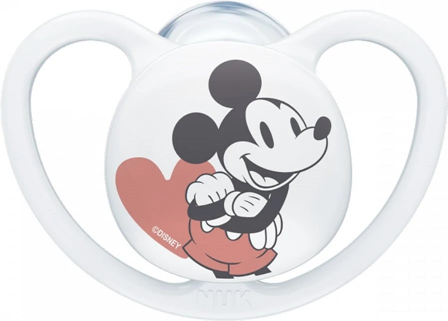 Qetësuese bebe, NUK Space Disney Mickey Mouse, 0-6 muaj, silikon, e bardhë, 1/kuti