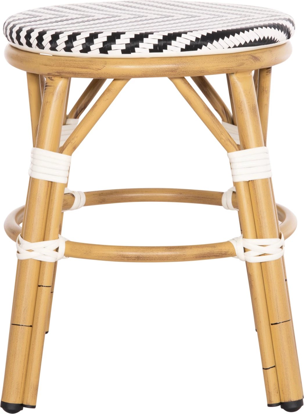 Karrige për bar, alumini, pamje bambuje, CHINO FH6285.03, tekstilene bardhë-e zezë, Φ36x46Hcm