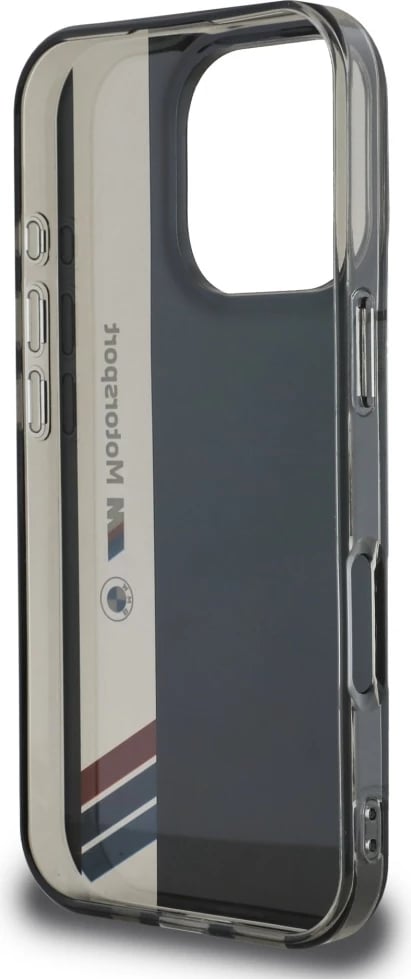 Mbështjellës BMW Motorsport IML Vertical Stripe për iPhone 16 Pro Max, i zi