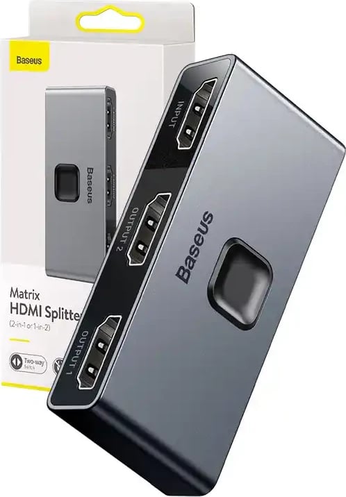Splitter HDMI Baseus Matrix CAHUB-BC0G, 2x1/1x2, 4K, Gri