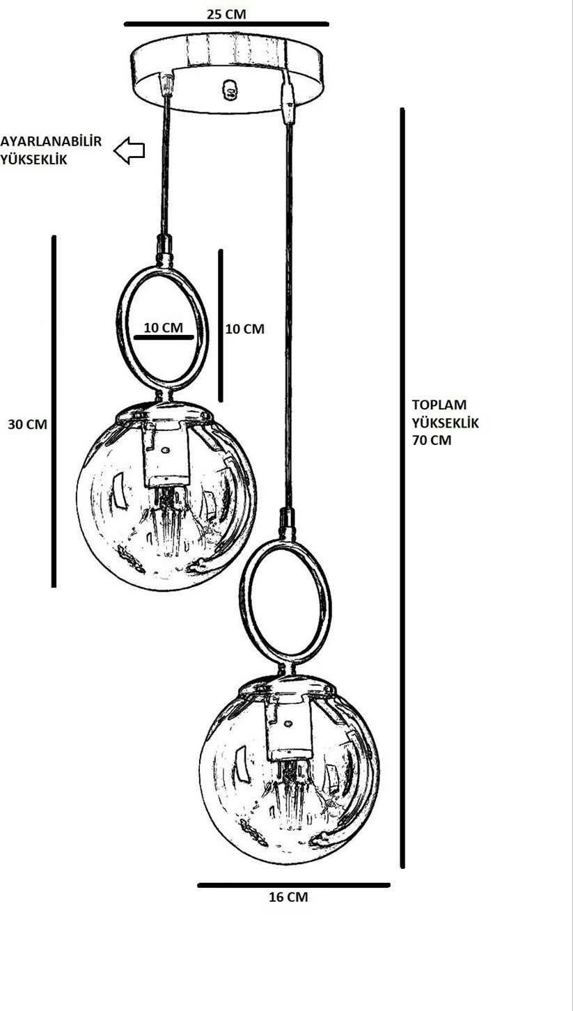 Llambë tavani Opviq Morino, bakri, 2 sfera xhami