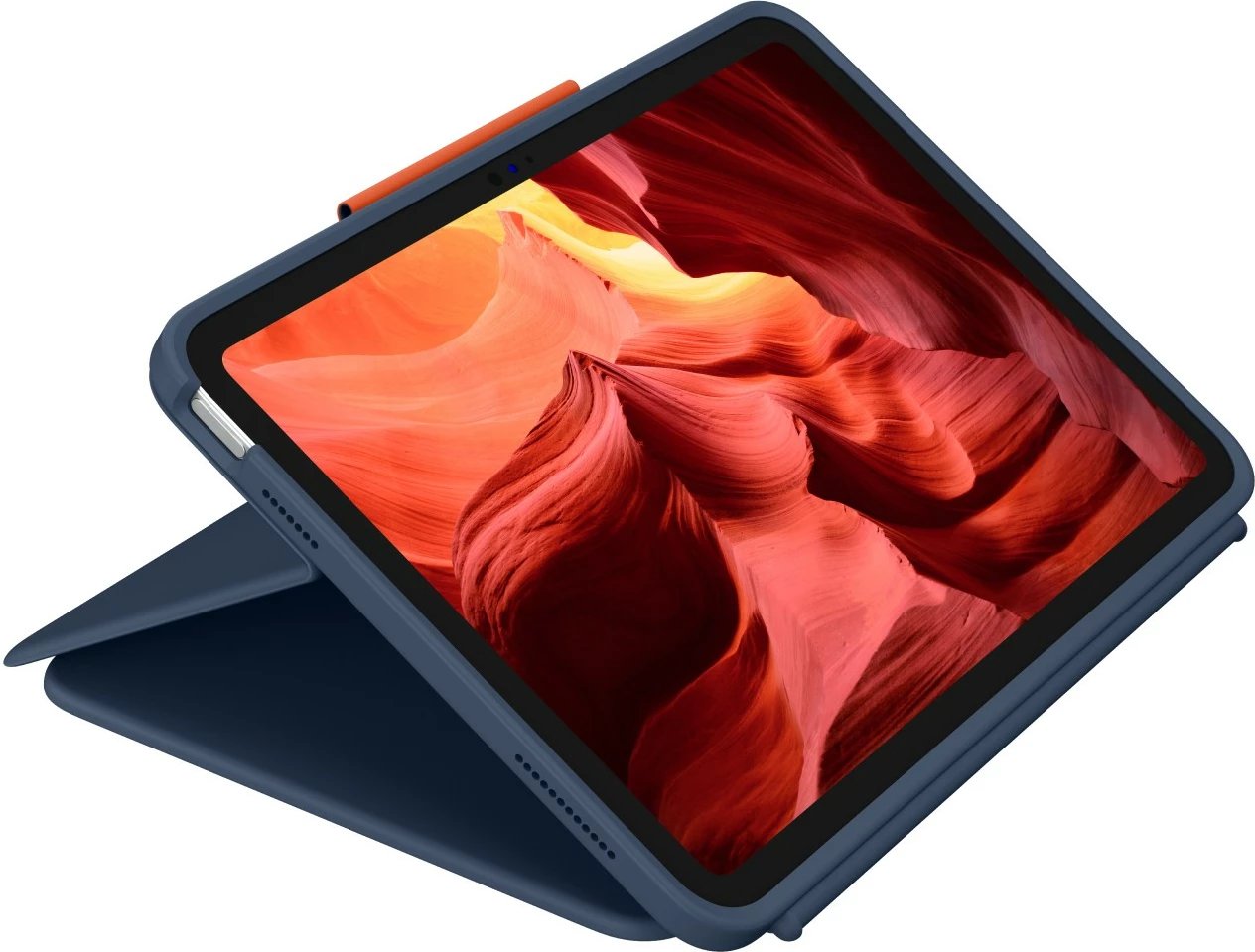 Mbështjellës me tastierë Logitech Rugged Combo 4 për iPad 10th gen, ngjyrë blu