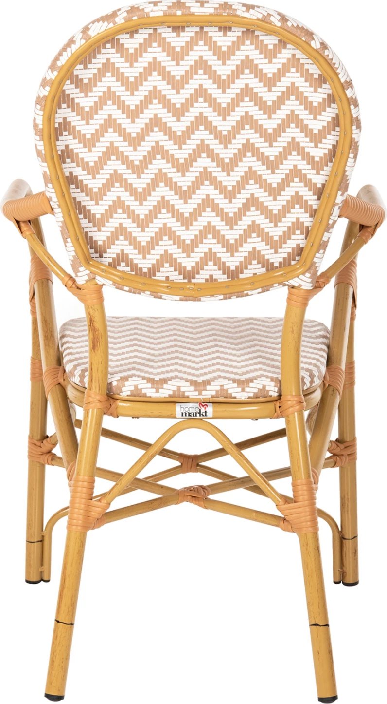 Karrige për jashtë, alumin pamje bambuje, tekstilene natyrale & e bardhë, FH5928.03, 55x58x95cm