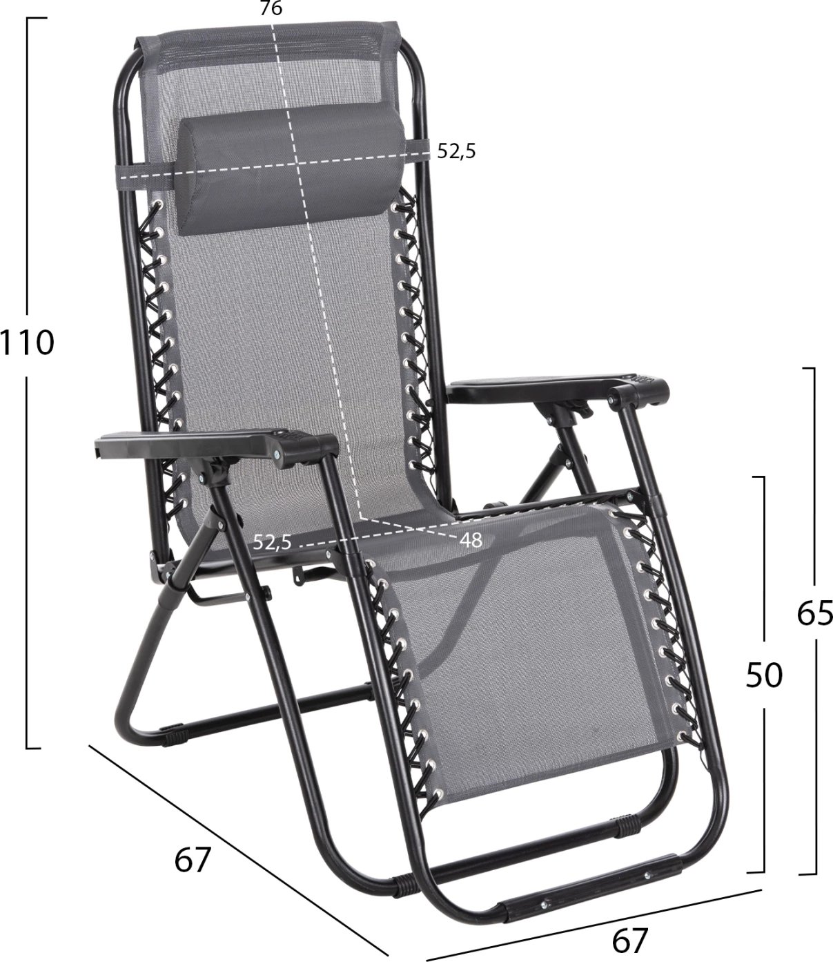 Karrige relaksuese COMPANION, tekstilene gri, metal i zi, 67x145x110cm, set prej 2 copash Karrige relaksuese COMPANION, tekstilene gri, metal i zi, 67x145x110cm, set prej 2 copash