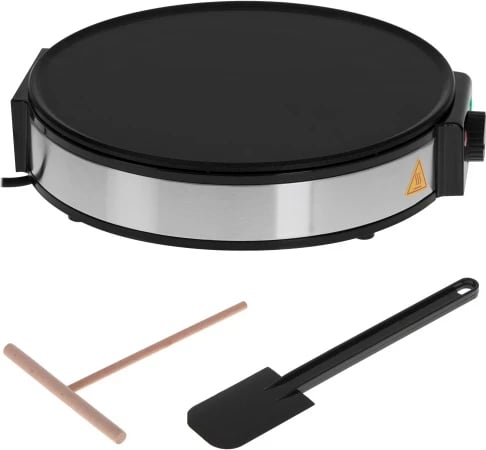 Makinë për krepë, Adler AD 3058, pjatë 30 cm, kontroll temperature, veshje jo-ngjitëse, 1200-1600W, inoks, me aksesorë