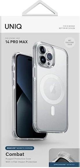Mbështjellës UNIQ Combat Magclick Charging për iPhone 14 Pro Max, transparent