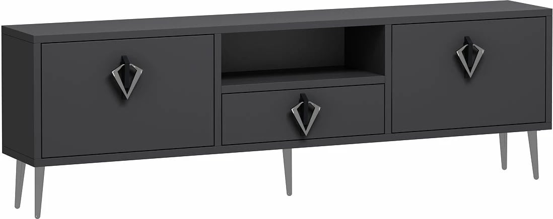 Komodë TV Skye Decor, 1311-DROP-32, antracit, e zezë, argjend