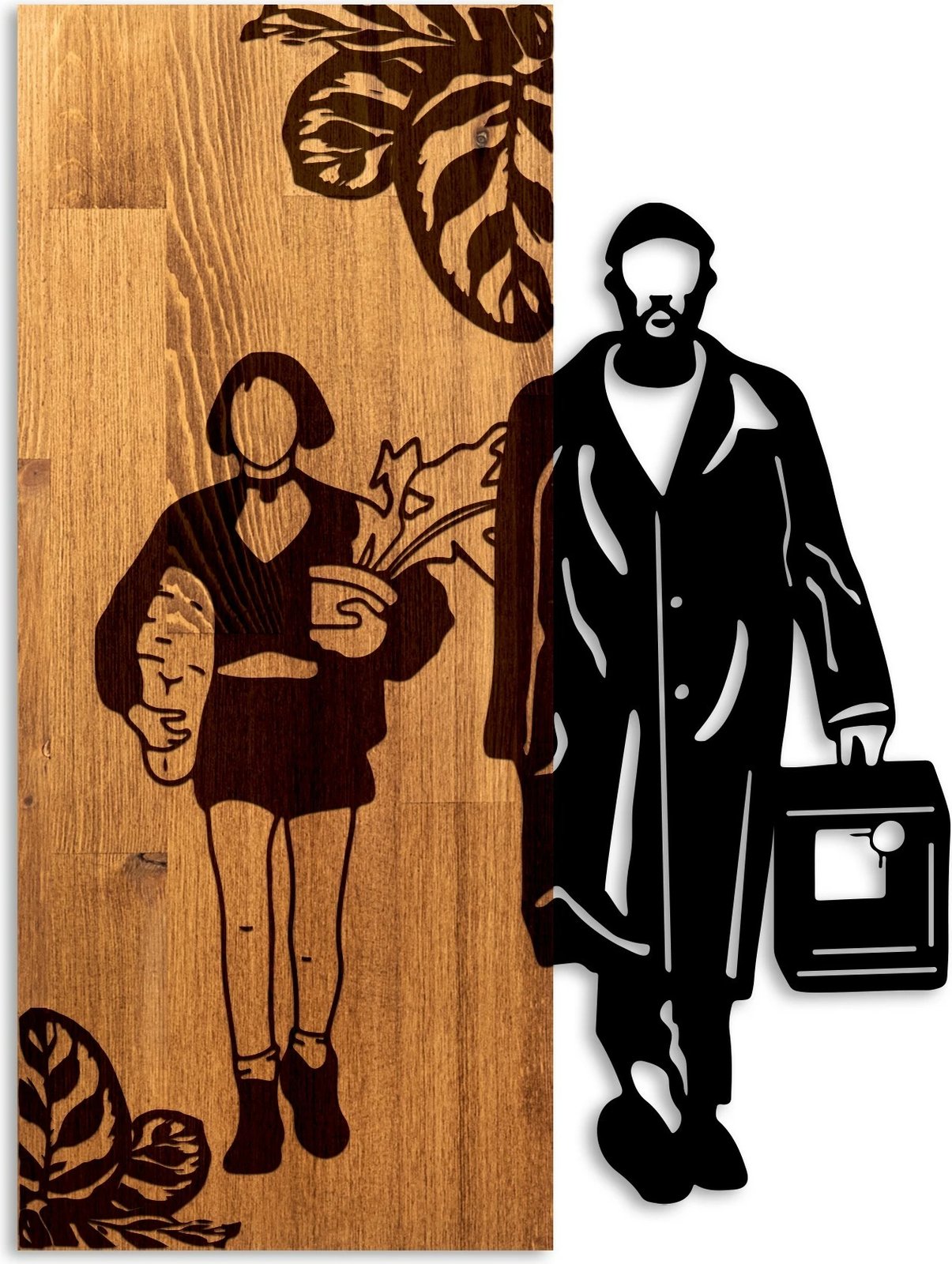 Aksesor dekorativ për mur, dru dhe metal, Leon The Professional, Wallity