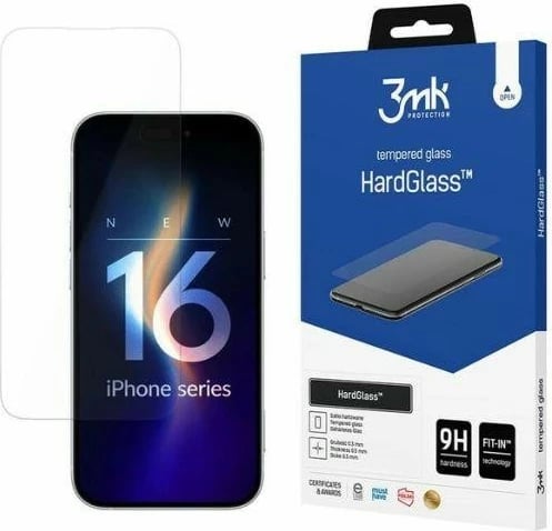 Xham i temperuar HardGlass 3MK për iPhone 16 Plus 6.7", Transparent