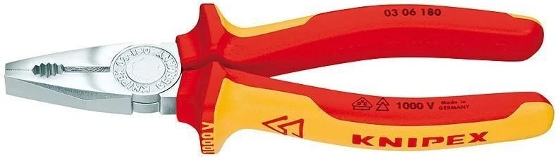 Pinca KNIPEX 03 06 160, dorezë plastike, e kuqe