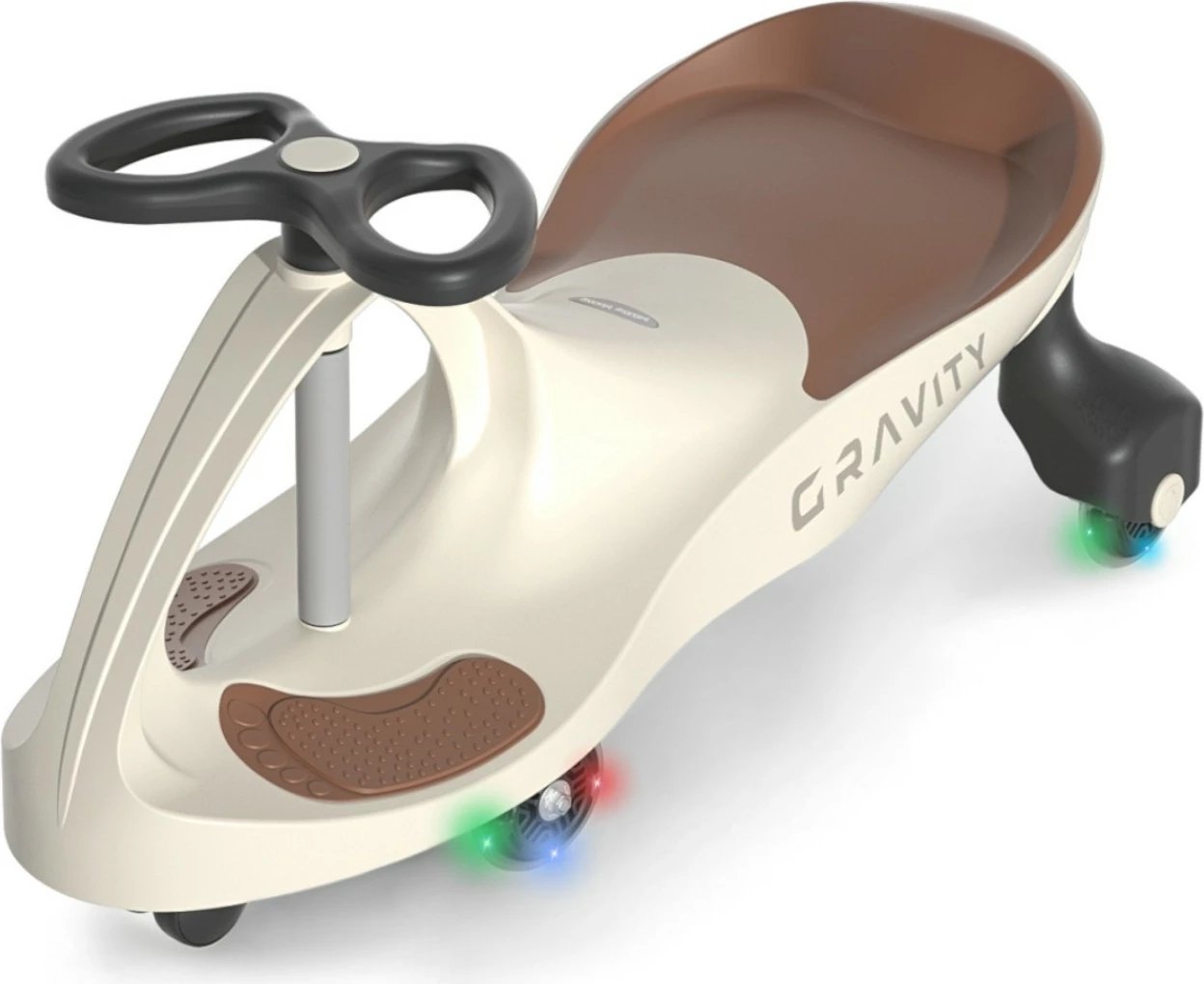 makinë ride-on gravitet, Milly Mally, Gravity, 4 rrota LED, pa pedale e pa bateri, ngarkesë maks. 50 kg, 3+, Beige-Brown