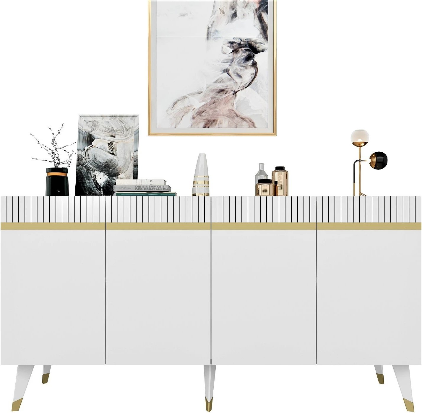 Konsolë Skye Decor, ngjyrë e bardhë dhe ari, Defne