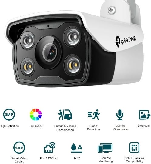 Kamerë sigurie TP-LINK VIGI C330, 3MP, 2.8mm, e bardhë