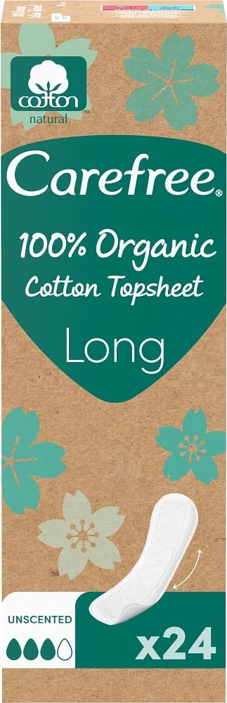 Peceta higjienike të gjata Carefree Organic Cotton, 24 copë