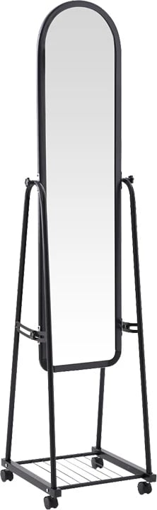 Pasqyrë me rrota, rafte, ngjyrë e zezë, Lomna, 38.5x37.5x160cm