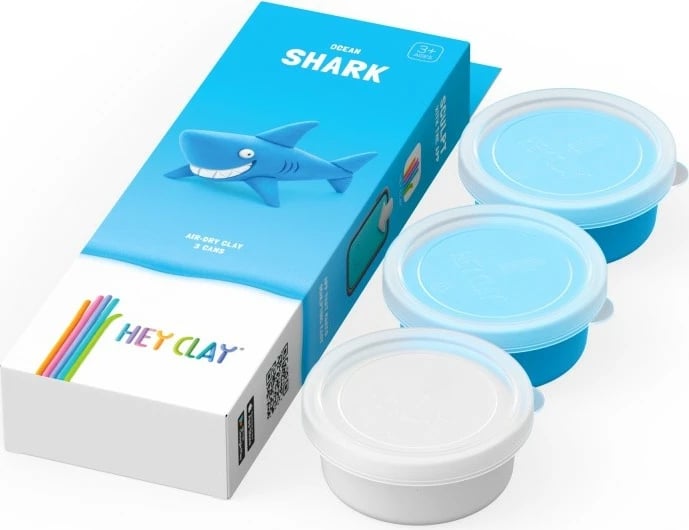 Set plastelinë modeluese Tm Toys Hey Clay Ocean Shark, 3 kanaçe, për fëmijë