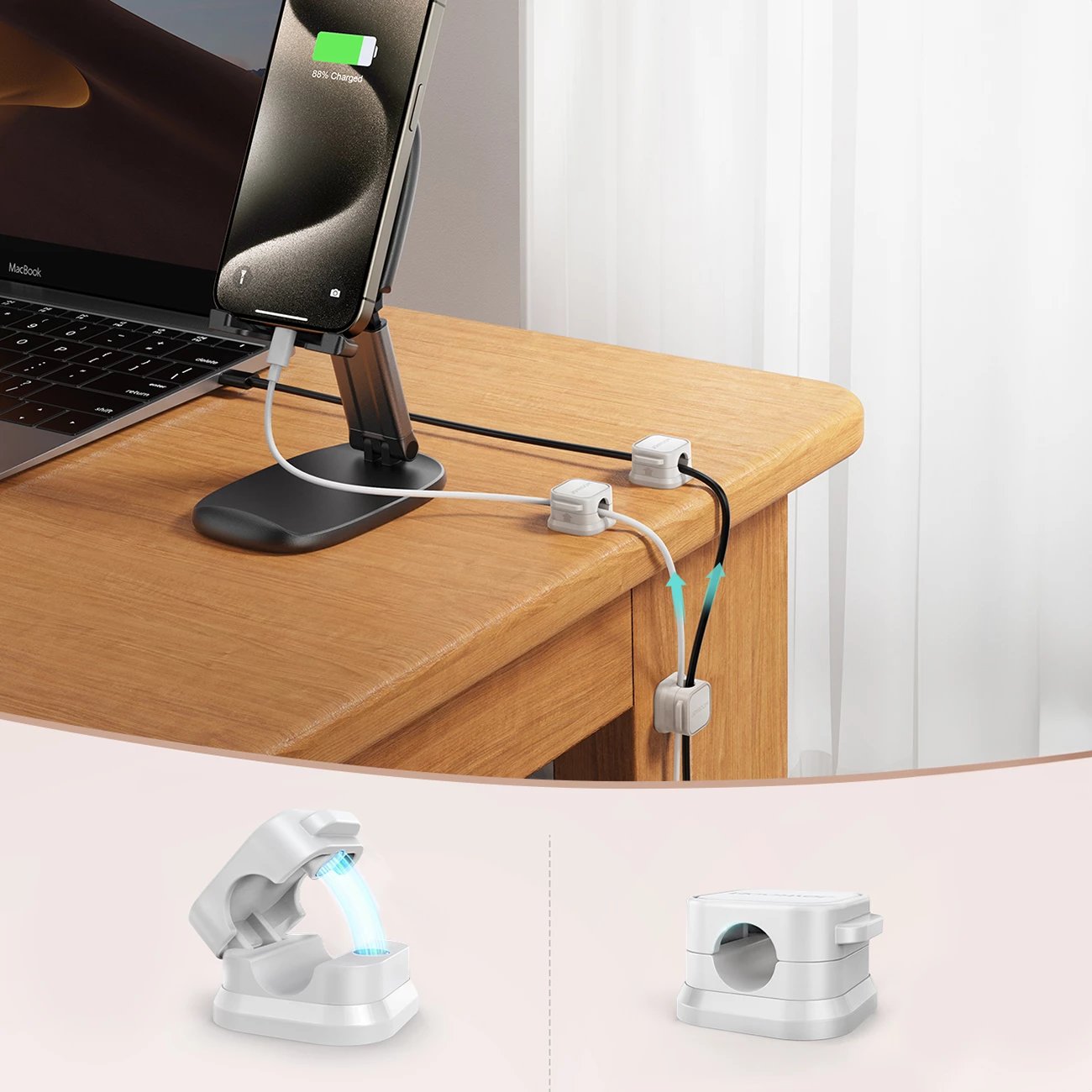 Organizues magnetik për kabllo Joyroom JR-ZS368, 6 copë, Bardhë