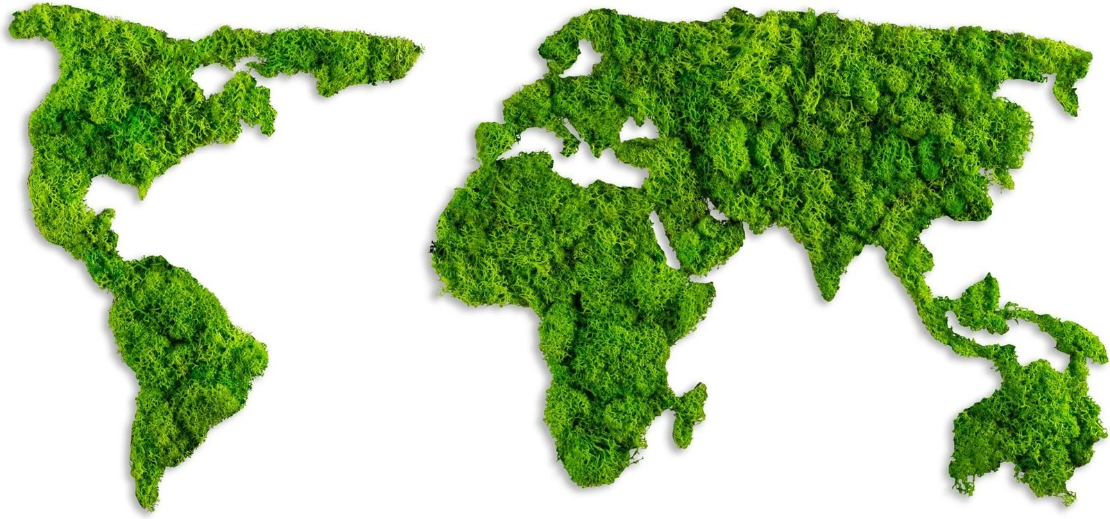 Aksesor dekorativ metalik për mur, hartë bote, ngjyrë e gjelbër, 70x32cm