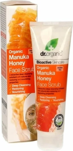 Scrub për fytyrë uniseks Dr. Organic Manuka Honey 125ml