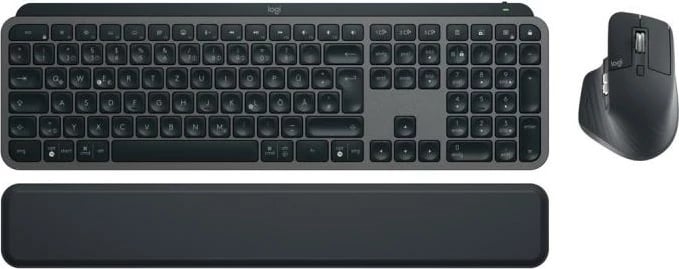 Set tastierë + maus, Logitech, MX Keys Combo for Business Gen 2 (920-010926), wireless Bluetooth/Logi Bolt, layout DE, drita prapa, DPI deri 8000, e zezë, me mbështetëse për kyçe