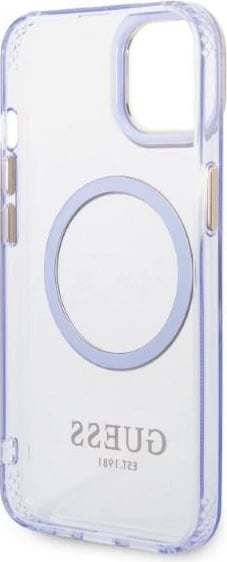 Mbështjellës Guess Gold Outline MagSafe për iPhone 14 6.1", vjollcë-ari